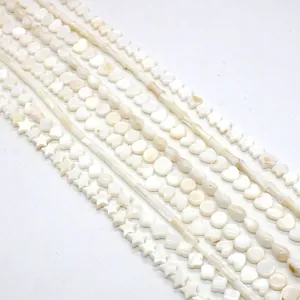 Natuurlijke witte parelmoer kralen in ster-, hart- en bamboevorm voor DIY-sieraden