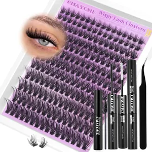 DIY cluster eyelash extension kit with 108 wispy lashes 9-14mm Bond Seal and Remover