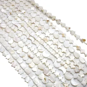 Natural freshwater shell beads in star, moon, and heart shapes for DIY jewelry making