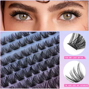 Détails macro des cils individuels noirs avec base fine et pointes non divisées