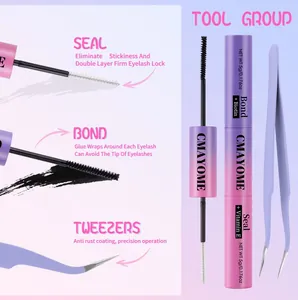 Colle à cils double embout à la biotine et vitamine E avec pince à épiler de précision mauve
