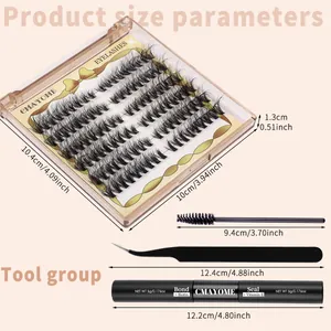 Eyelash extension kit with 484 clusters, tweezers, brush and double-ended lash glue