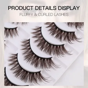 10 pairs of fluffy and curled brown false eyelashes for a natural daily or stage makeup look