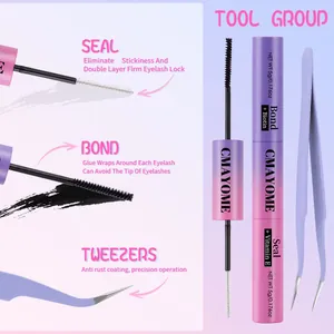Kit mascara colle et scellant pour faux cils avec pince à épiler lavande pour DIY