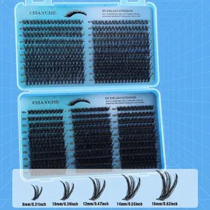 DIY cluster eyelash extensions set with 8-16mm lengths and 30D-100D density options