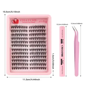 DIY cluster eyelash extension kit with 216 clusters and bond seal glue tools