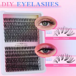 DIY Individual Cluster Lashes Kit Natural Dense Synthetic Fiber Eyelash Extension With Bond And Seal For Women Makeup Beauty