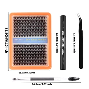 DIY Wimpernverlängerung Set mit 280 Clustern, Wimpernkleber, Pinzette und Bürste