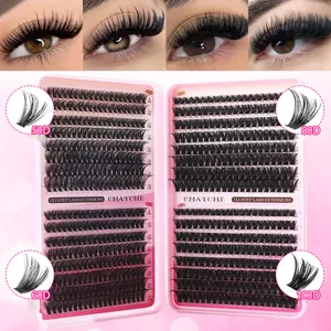 Professional DIY Cluster Lash Extension Kit With Bond And Seal Glue Tweezers And Brush Synthetic Fiber Long Dense Eyelashes Set
