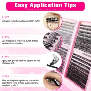 32 rows DIY cluster lash extension kit with diverse lengths from 8mm to 16mm in pink box