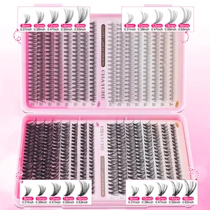32 rows mixed DIY lash extensions kit with 8-16mm individual D curl cluster lashes