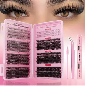 DIY cluster lash extension kit with diverse density rows and application tools