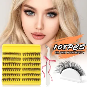 D Curl Cluster Eyelash Extensions Kit Synthetic Fiber Segmented Natural Thick Lashes For Daily Makeup DIY Individual Lashes With Tweezers