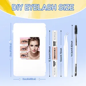 Σετ επέκτασης βλεφαρίδων DIY με κόλλα, στεγανωτικό, τσιμπιδάκια και βούρτσα