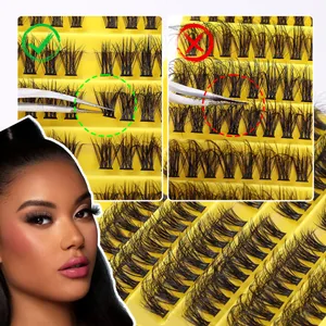 DIY cluster eyelash extension kit with D-curl natural thick individual lashes and tweezers