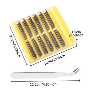 DIY eyelash extension kit with natural thick lashes and precision silver tweezers