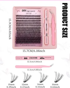 Gedetailleerde maattabel voor DIY wimperverlengingsset met 10-16mm clusters en tool