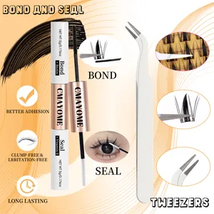 DIY eyelash extension kit with double-ended bond and seal glue plus applicator tweezers