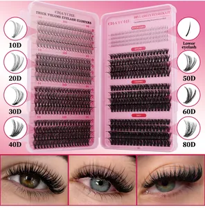 DIY eyelash extension kit featuring various cluster densities and lengths for a custom look
