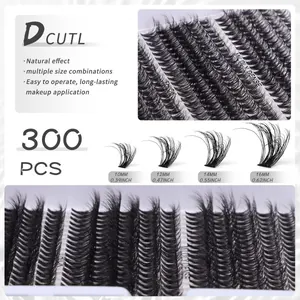 Kit di extension ciglia a grappolo 300pcs curvatura D folte da 10-16mm professionali