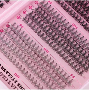 Detail of DIY individual lash clusters set in 10D 20D 30D volume and varying lengths