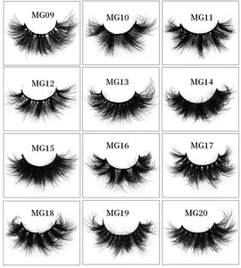 Vergleich von 12 Stilen dicker 8D-falscher Wimpern mit unterschiedlichem Volumen und Schwung
