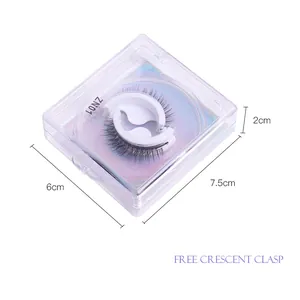 Natural style crossed black fiber false eyelashes ZN01 in a holographic display box