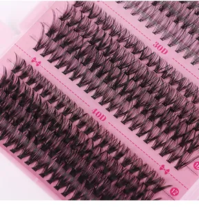Macro view of 30D and 40D cluster lash extensions in 12mm and 18mm lengths