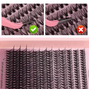 DIY cluster wimperverlenging set met roze pincet en zachte natuurlijke nepwimpers