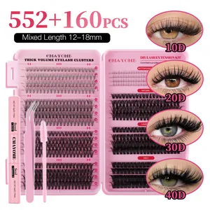 DIY Eyelash Extension Kit 10D-80D Individual Segmented Lash Clusters Bond Seal Glue Tweezers Lash Brush Tool Professional Beauty Makeup