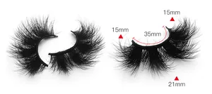 Detaillierte Messung von 8D dichten falschen Wimpern mit 15-21mm Länge und 35mm Breite