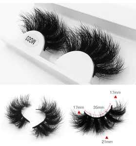 Detailansicht fluffiger 8D falscher Wimpern MG03 mit Maßen von 17mm und 21mm