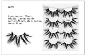 Detail view of 25mm 6D false eyelashes with 20-24mm length and black cotton band