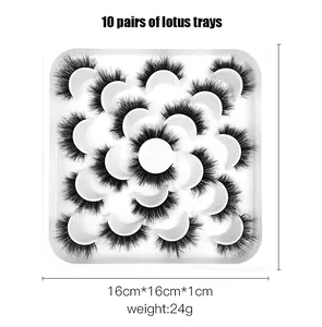 Detailansicht von 10 Paar 8D Faux Nerz Wimpern in professioneller Lotus-Tray-Anordnung