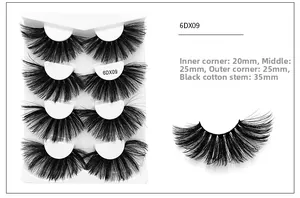 Detail of 25mm 6D faux mink lashes 6DX09 showing fiber texture and 35mm black cotton band