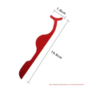 Applicatore per ciglia finte rosso in acciaio inox, design ergonomico, lunghezza 10,6 cm
