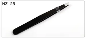 Close-up of NZ-25 professional lash tweezers with slanted precision stainless steel tips