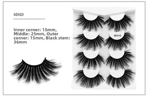 Detail of 6D fiber false eyelashes 25mm long with flexible black cotton band