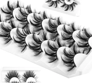 Macro view of 10 pairs of dense 8D faux mink eyelashes with voluminous curled layers