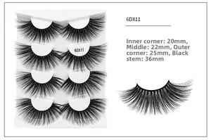 Detail of 25mm 6D false eyelashes with black cotton band, showing 20-25mm lengths