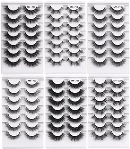 Detailed comparison of six fluffy faux mink eyelash styles from MY-717 to MY-722 models