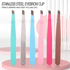 Stainless Steel Precision Eyebrow Tweezers For Eyelash Extensions Oblique Bevel Tip Precise Hair Removal Makeup Beauty Tool