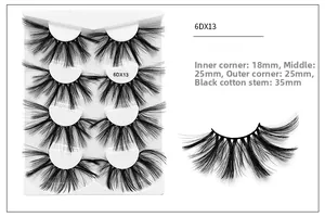 Detail view of 6D synthetic eyelashes with 25mm length and soft black cotton band