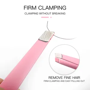 Pink high-precision eyelash tweezers with slanted tip and firm clamping for grafting