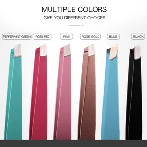 Precision eyelash extension tweezers in six assorted vibrant colors with slant tips