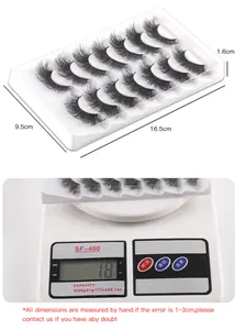 Detailed size and 18g weight measurement of 10 pairs faux mink false eyelashes set