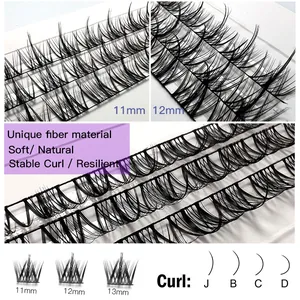 Dikke en gekrulde gesegmenteerde DIY-wimperclusters met 11-13mm natuurlijke vezels
