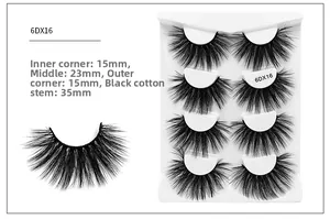 Detail view of 6DX16 25mm 6D synthetic lashes with 15-23mm length and cotton band
