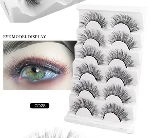 Detail showing 6 pairs of thick crisscross false eyelashes and eye model display CD28
