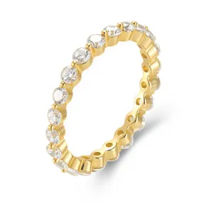Luxurious 2.5mm gold plated S925 sterling silver eternity ring with zircon stones